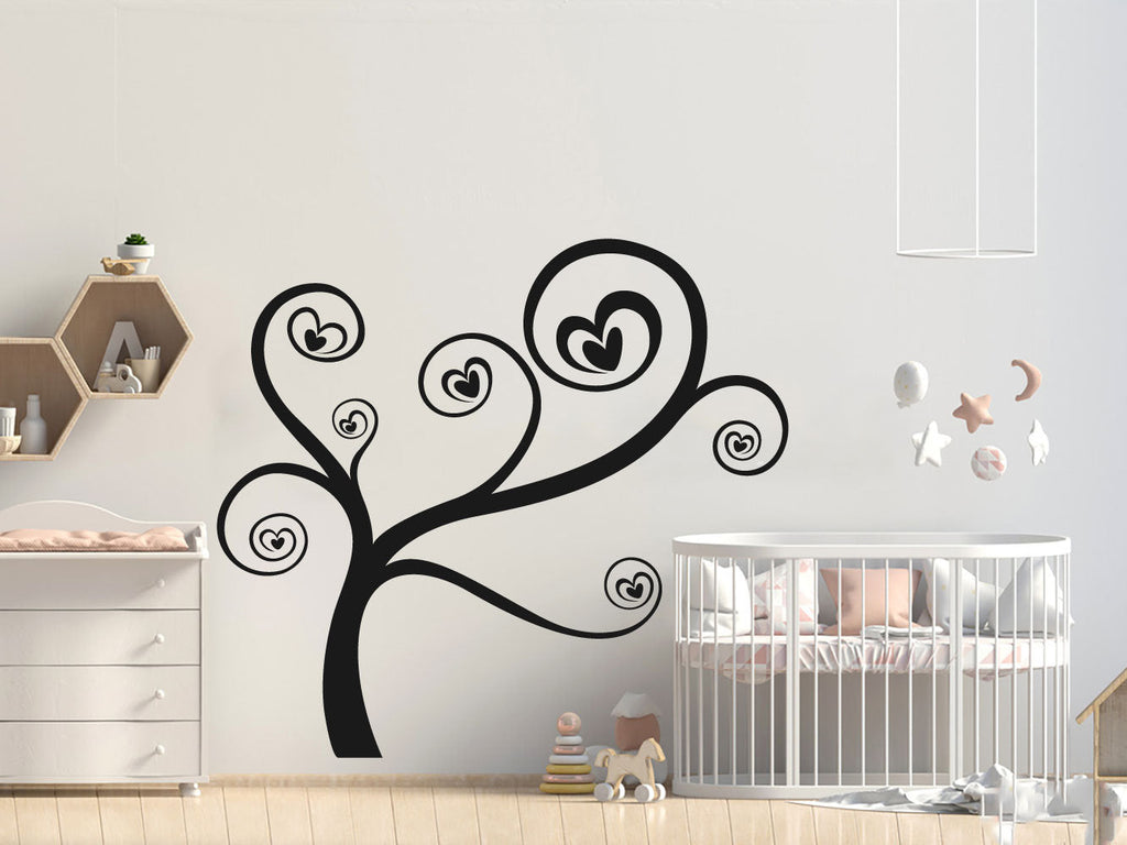 Tree and Hearts Vinyl Home Decor Wall Decal 