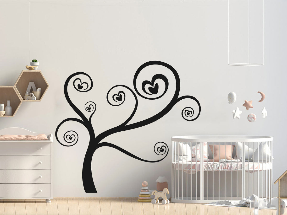 Tree and Hearts Vinyl Home Decor Wall Decal 