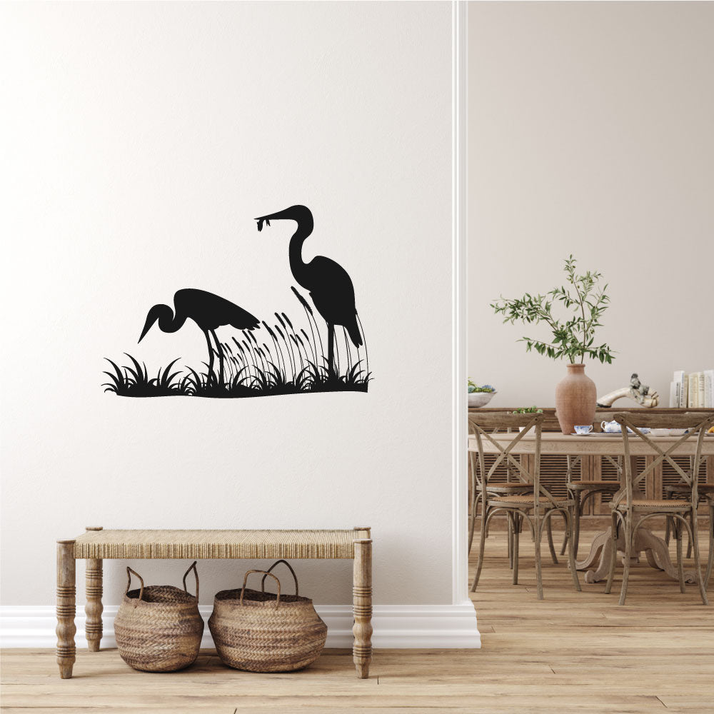 Herons and Grass Coastal Vinyl Home Decor Wall Decal 