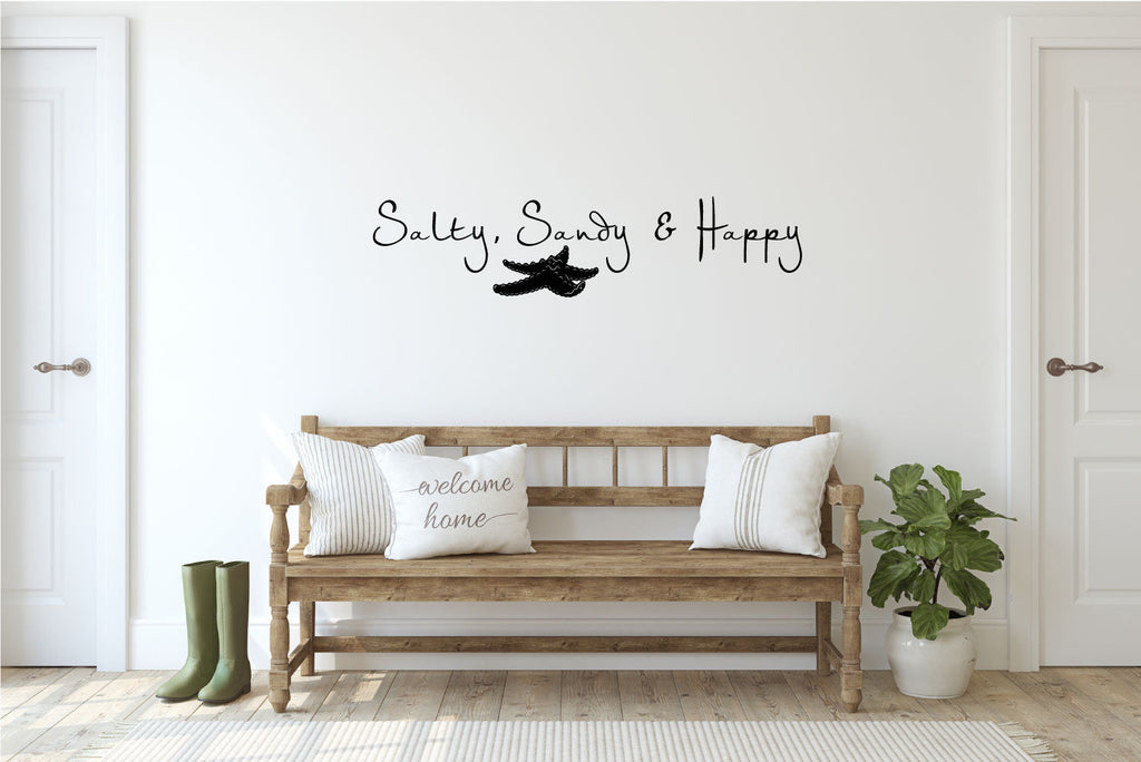 Salty Sandy and Happy Coastal Vinyl Home Decor Wall Decal Words 