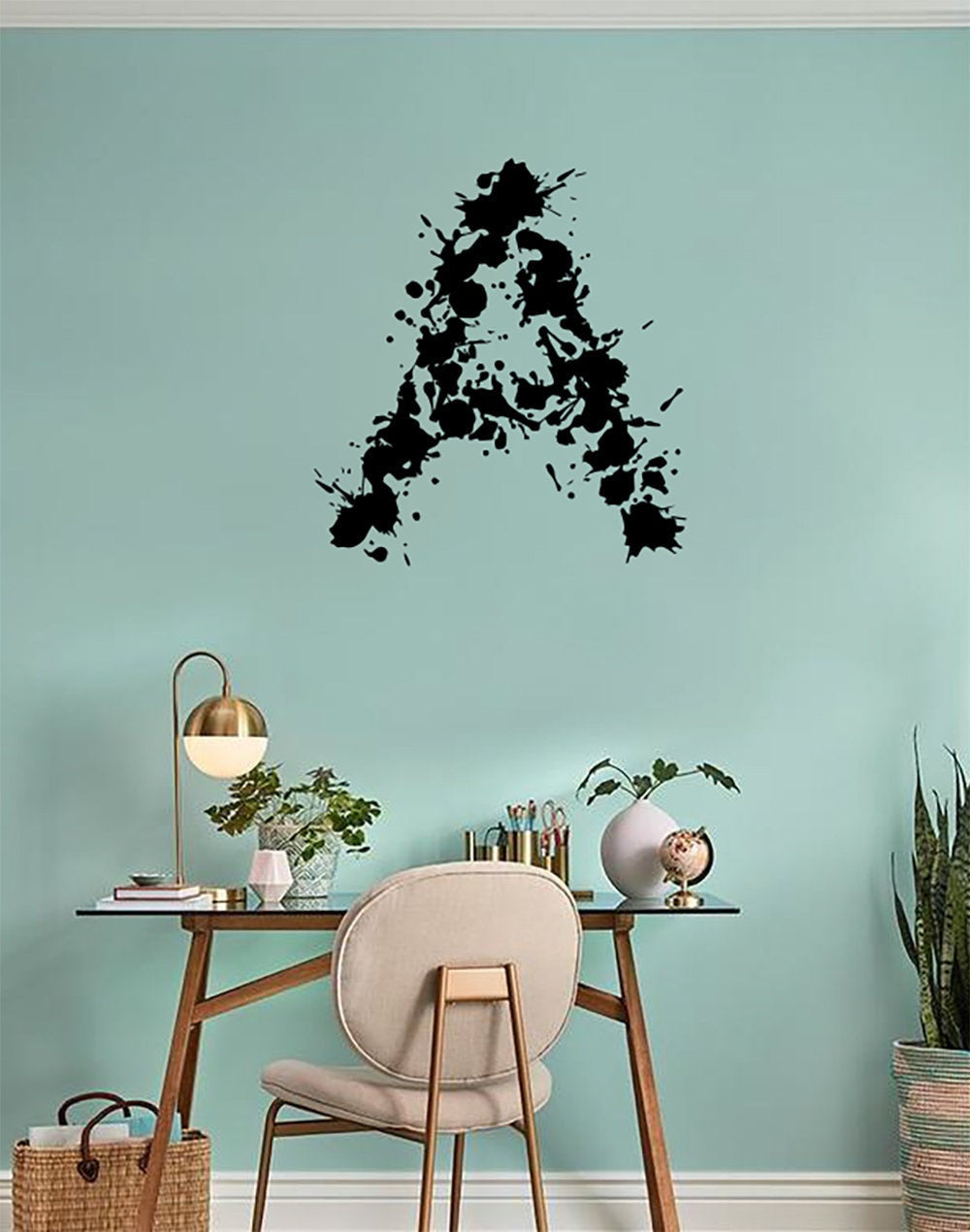 Paint Ink Splatter Monogram Letter Vinyl Home decor Wall Decal