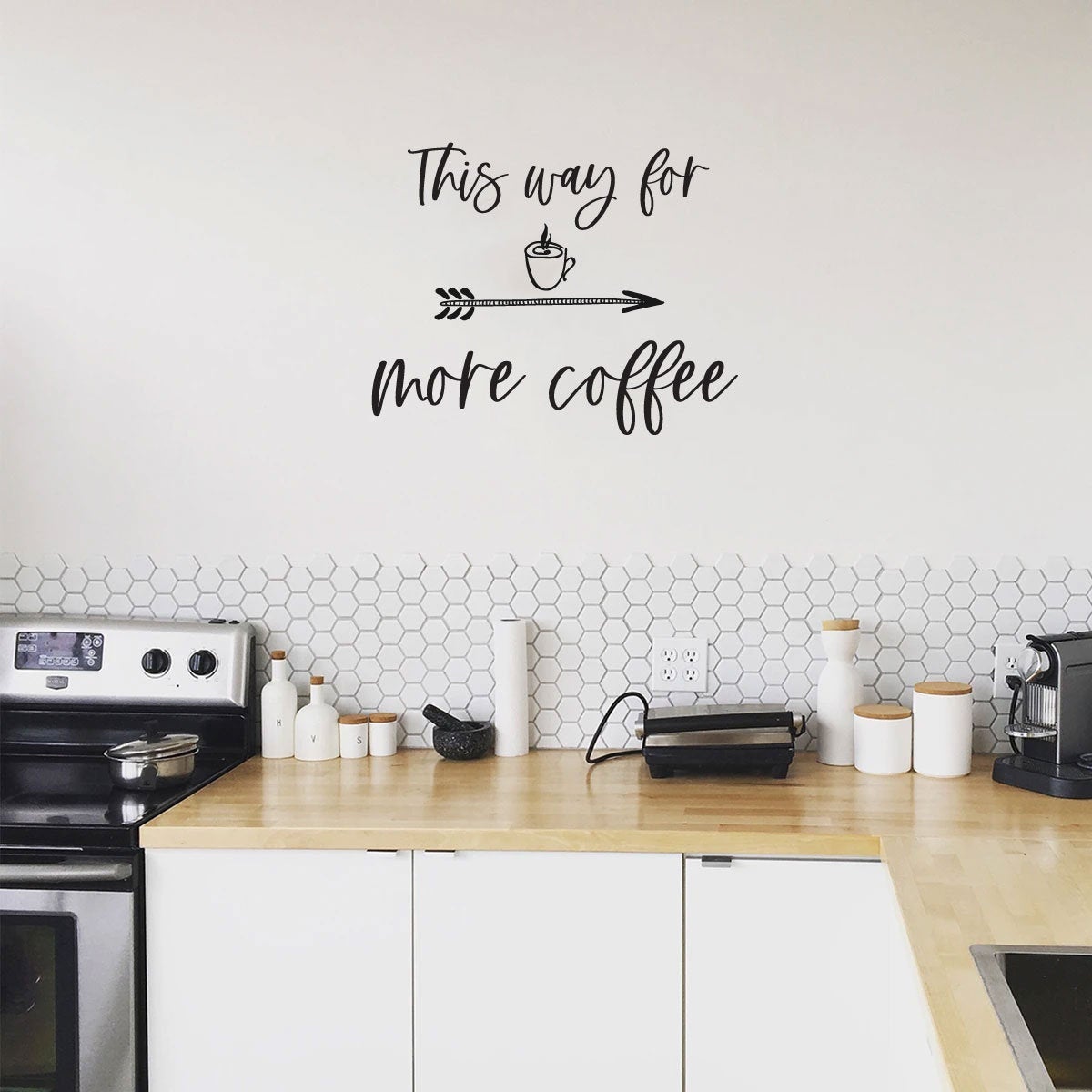 This Way For More Coffee Kitchen Vinyl Home Decor Wall Decal Words 