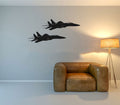 F-15 Eagle Fighter Jet Airplane Silhouette Set of 2 Vinyl Home Decor Wall Decal 