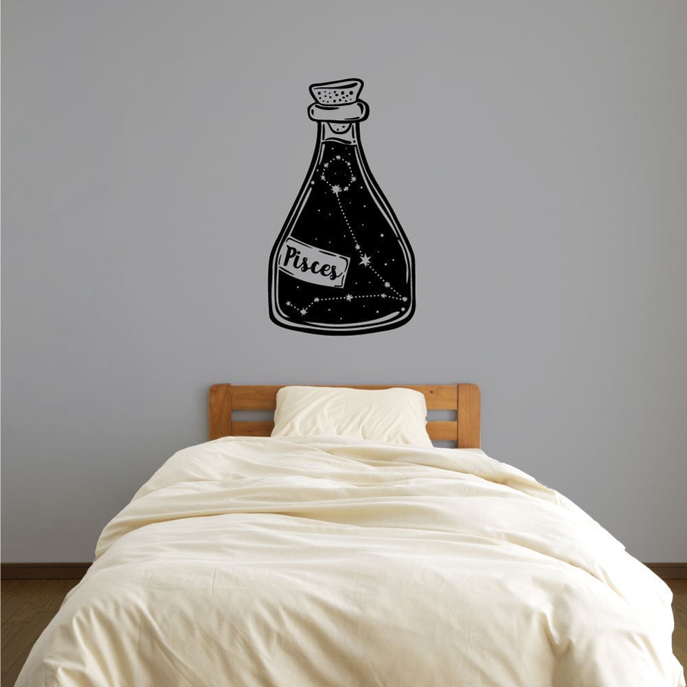 Pisces Zodiac Astrology Constellation Bottle Vinyl Home Decor Wall Decal