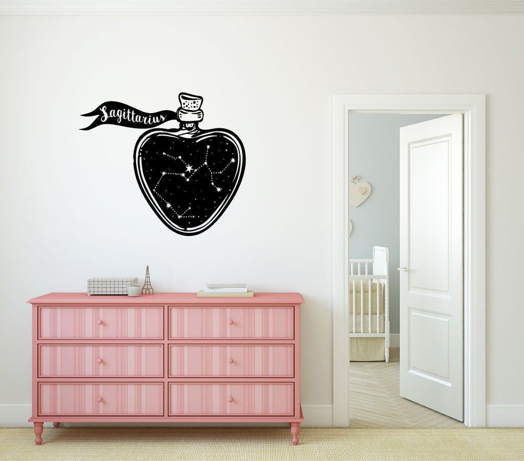 Sagittarius Zodiac Astrology Constellation Bottle Vinyl Home Decor Wall Decal 
