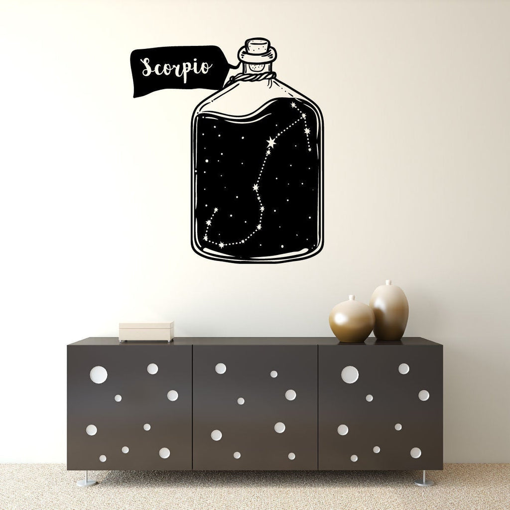 Scorpio Zodiac Astrology Constellation Bottle Vinyl Home Decor Wall Decal 
