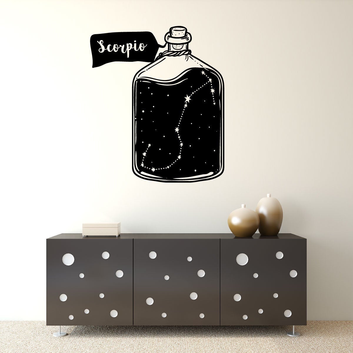 Scorpio Zodiac Astrology Constellation Bottle Vinyl Home Decor Wall Decal 