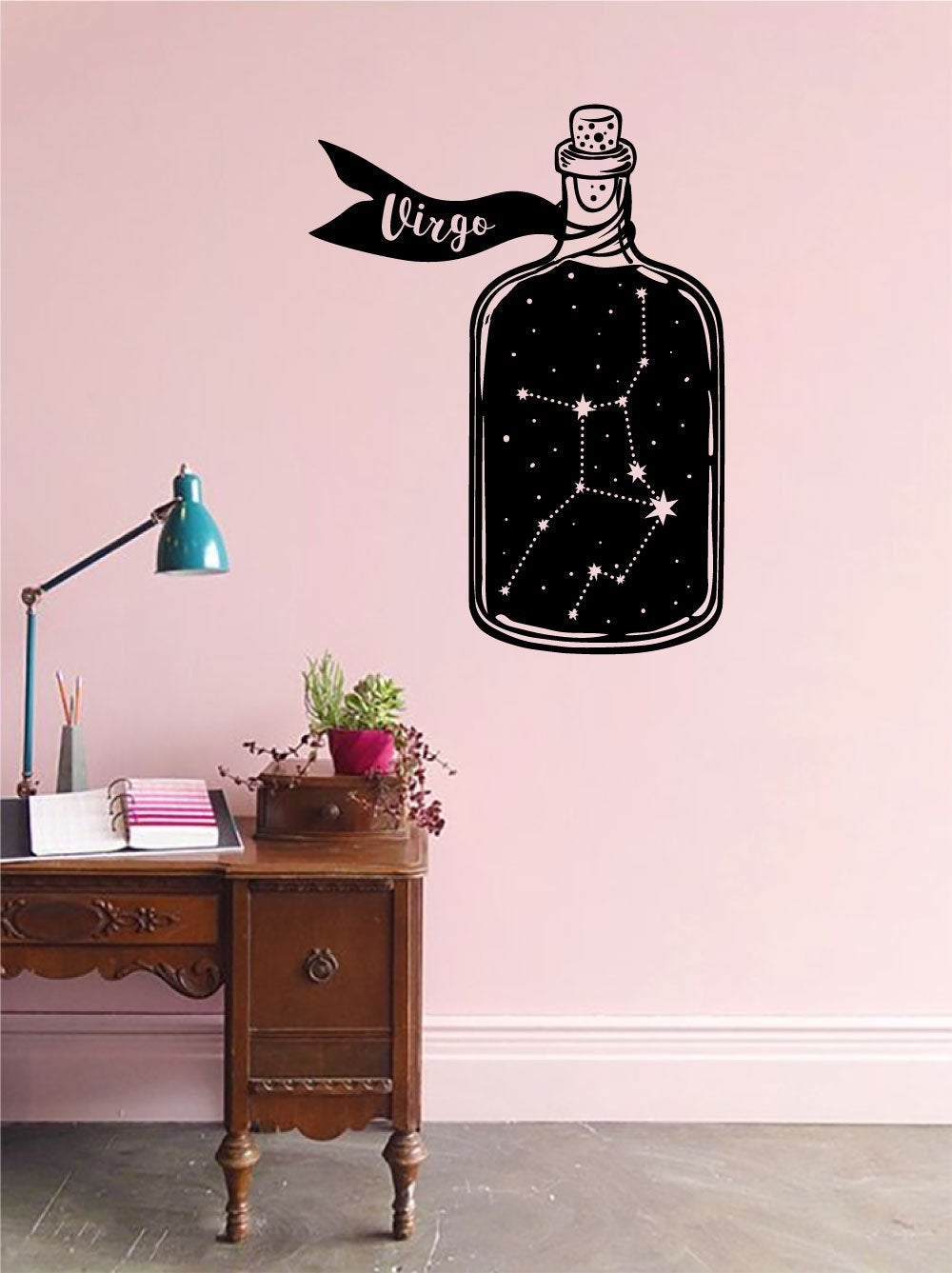 Virgo Zodiac Astrology Constellation Bottle Vinyl Home Decor Wall Decal 