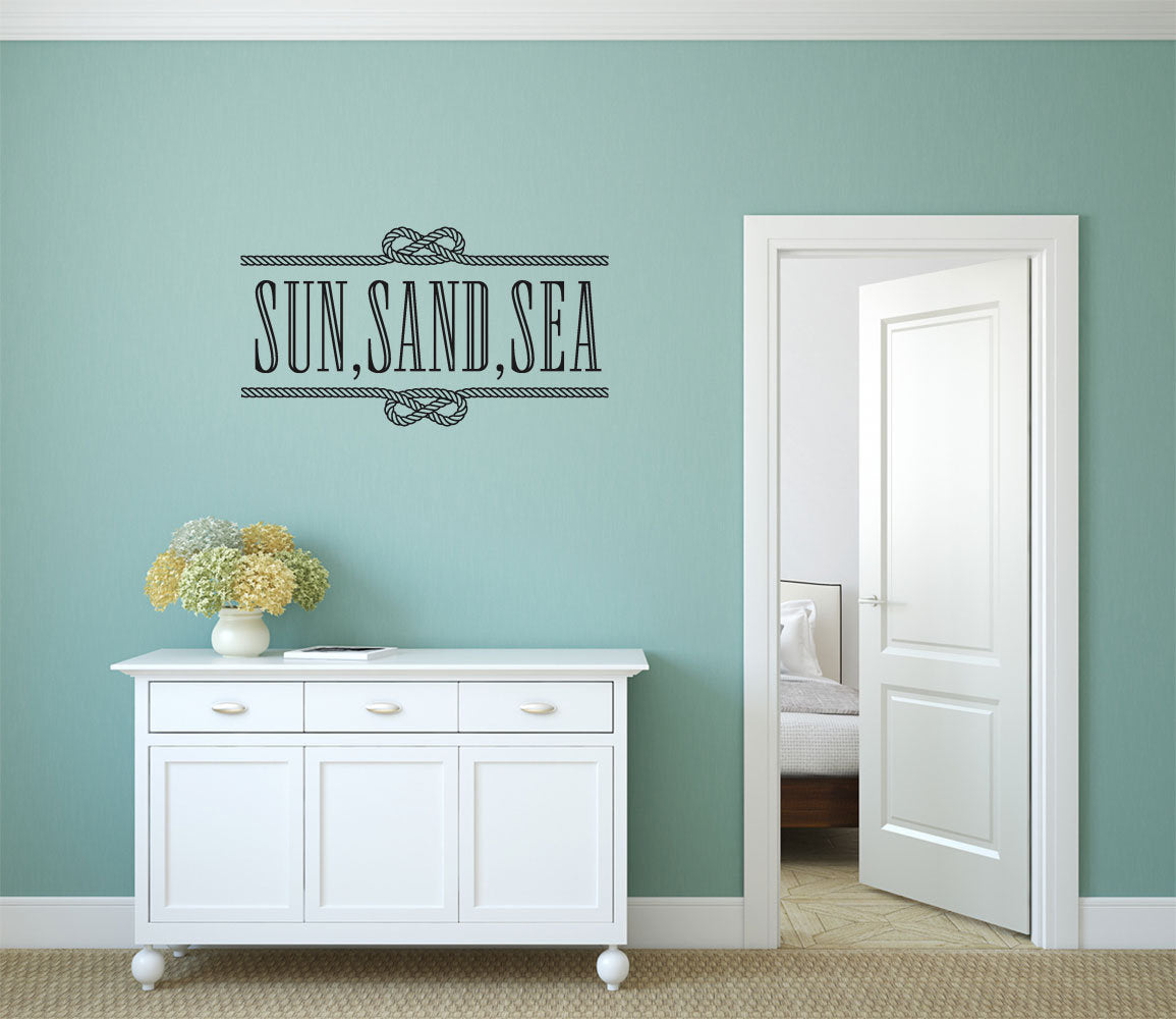 Sun Sand Sea Coastal Vinyl Home Decor Wall Decal 