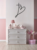 Cross Heart Vinyl Home Decor Wall Decal 