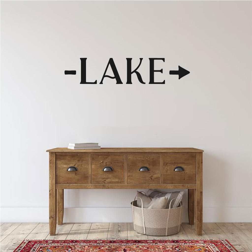 Lake with Directional Arrow Vinyl Wall Decal