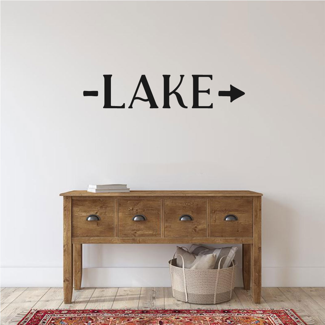 Lake with Directional Arrow Vinyl Wall Decal