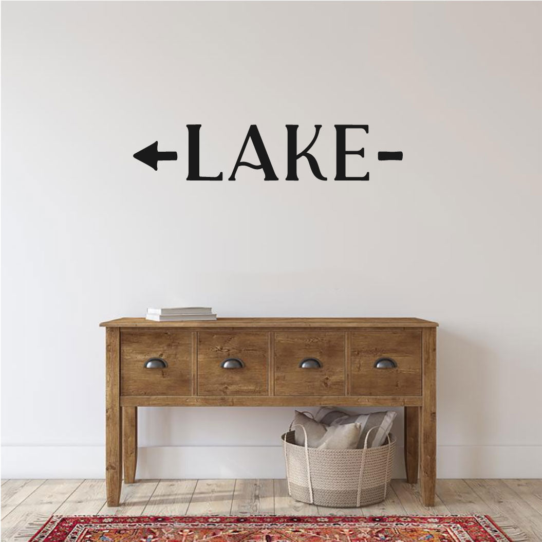 Lake with Directional Arrow Vinyl Wall Decal