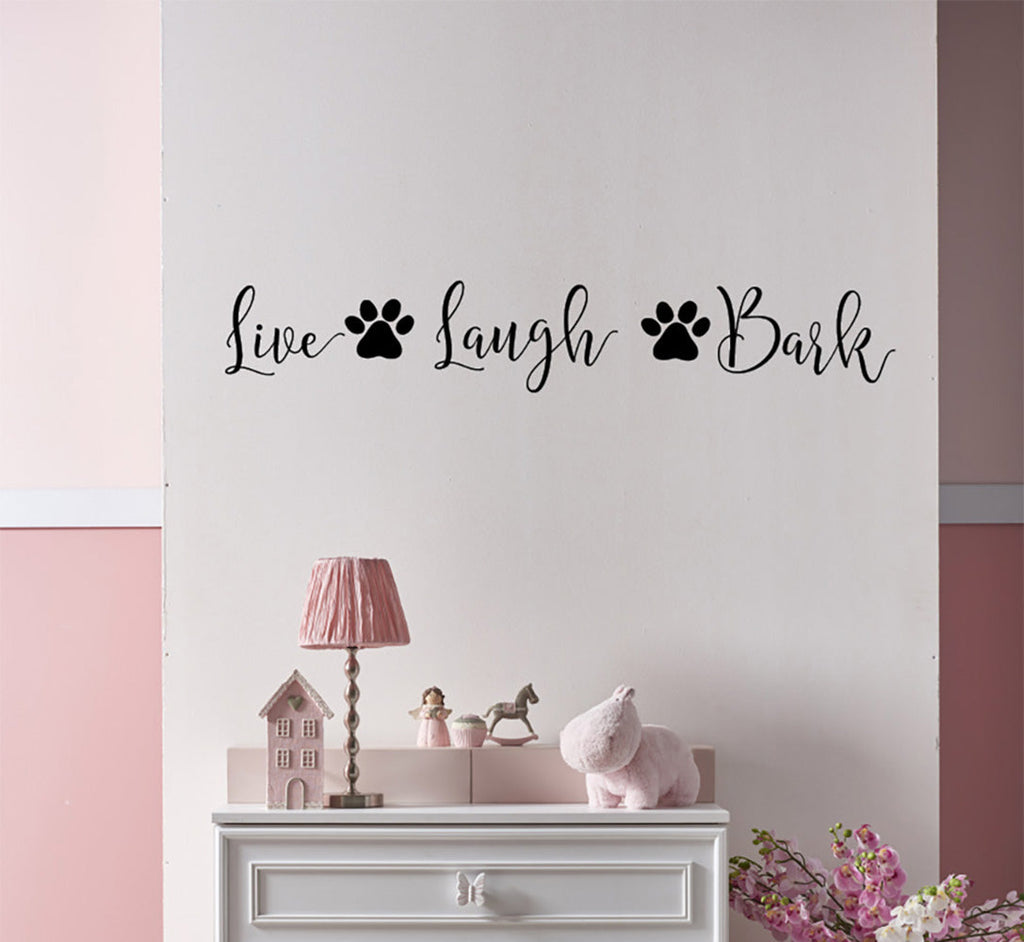 Live Laugh Bark With Dog Paw Prints Vinyl Wall Words Decal