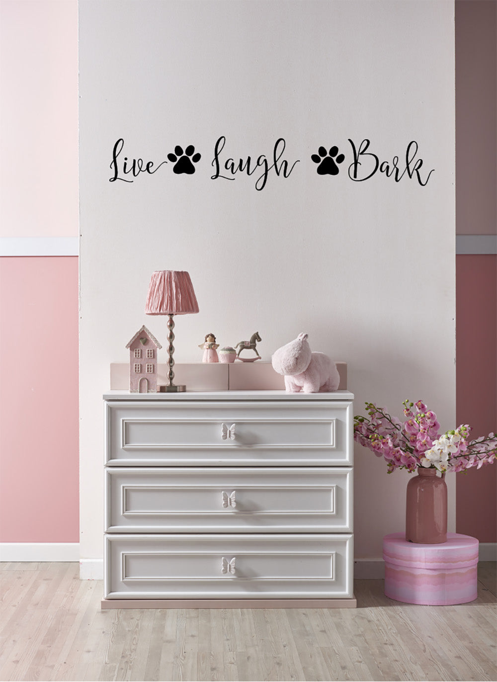 Live Laugh Bark With Dog Paw Prints Vinyl Wall Words Decal
