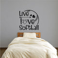 Live Love Softball Vinyl Wall Words Decal