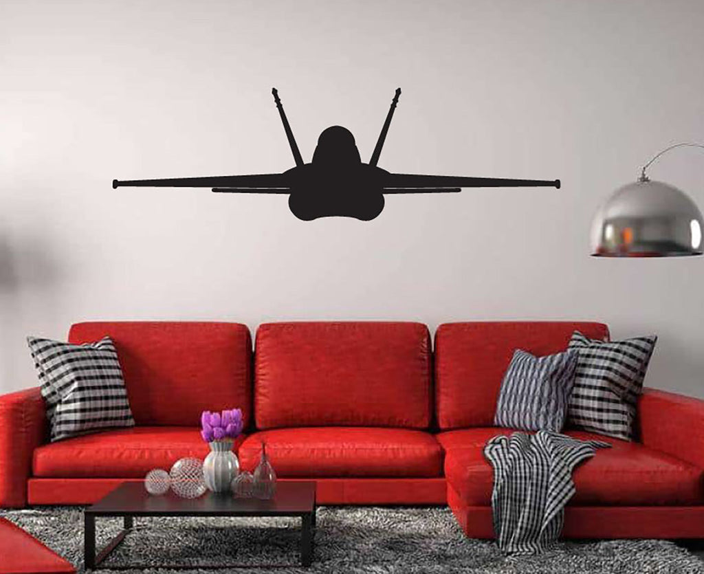 F/A-18 Hornet Military Fighter Jet Airplane Silhouette Vinyl Wall Decal