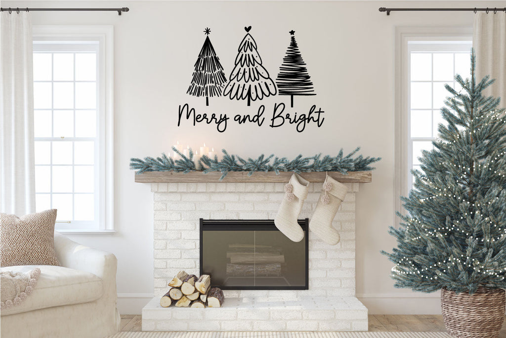 Merry and Bright Christmas Vinyl Wall Decal