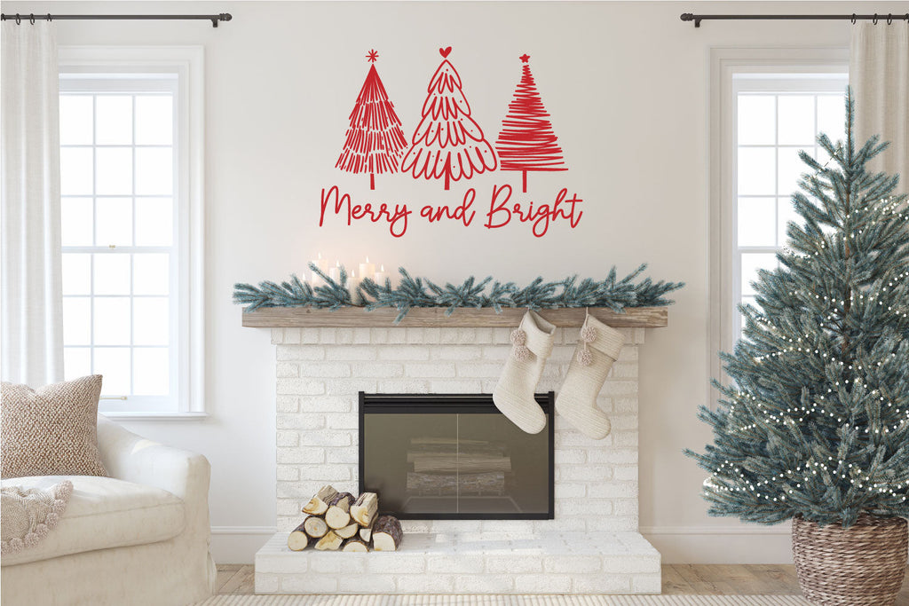 Merry and Bright Christmas Vinyl Wall Decal