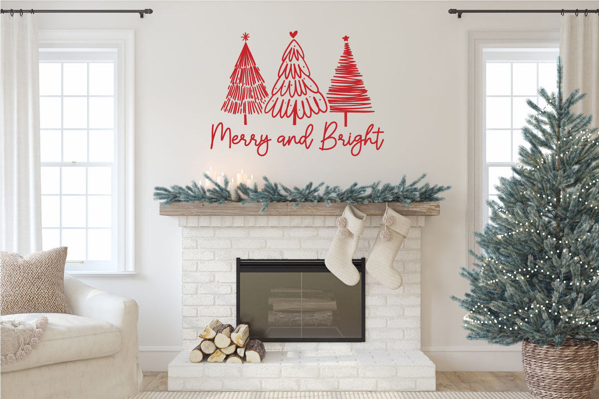 Merry and Bright Christmas Vinyl Wall Decal