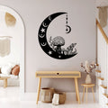 Celestial Moon and Mushroom Vinyl Wall Decal