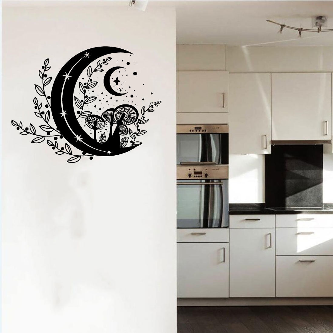 Celestial Moon Florals and Mushrooms Vinyl Wall Decal