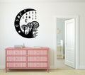 Celestial Moon Stars and Mushrooms Vinyl Wall Decal