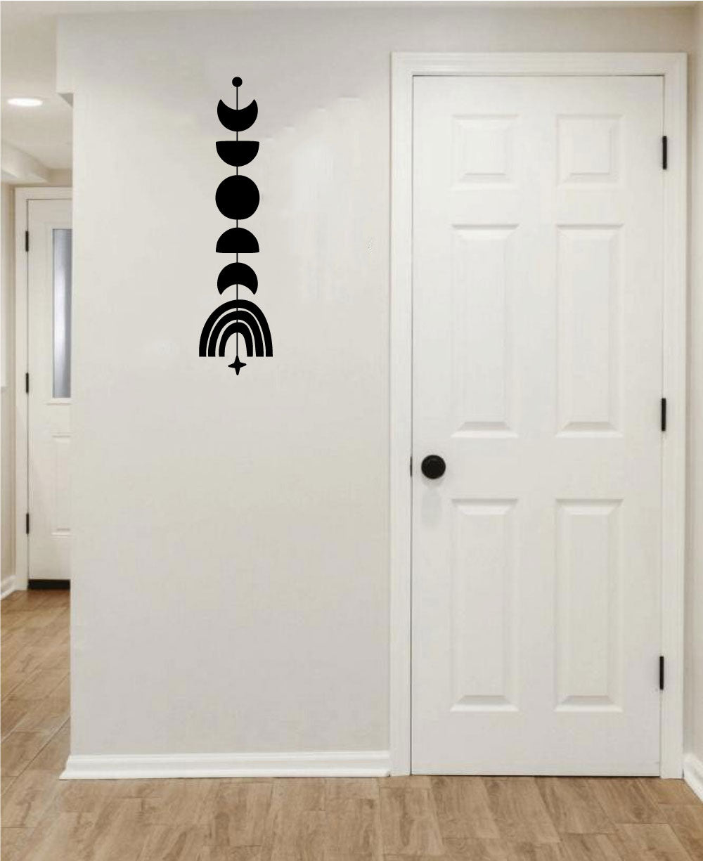 Moon Phases and Rainbow Celestial Vinyl Wall Decal