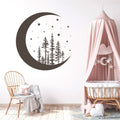 Moon and Pine Trees Vinyl Wall Decal