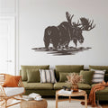 Moose and Lake Silhouette Vinyl Wall Decal