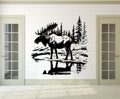 Moose Forest Lake Pine Trees Vinyl Wall Decal