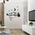 Mountain Range with Moon and Pine Trees Vinyl Wall Decal