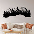 Mountain Range with Pine Forest and Moon Landscape Vinyl Wall Decal