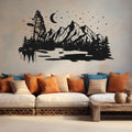 Mountain Range with Pine Forest and Moon Landscape Vinyl Wall Decal