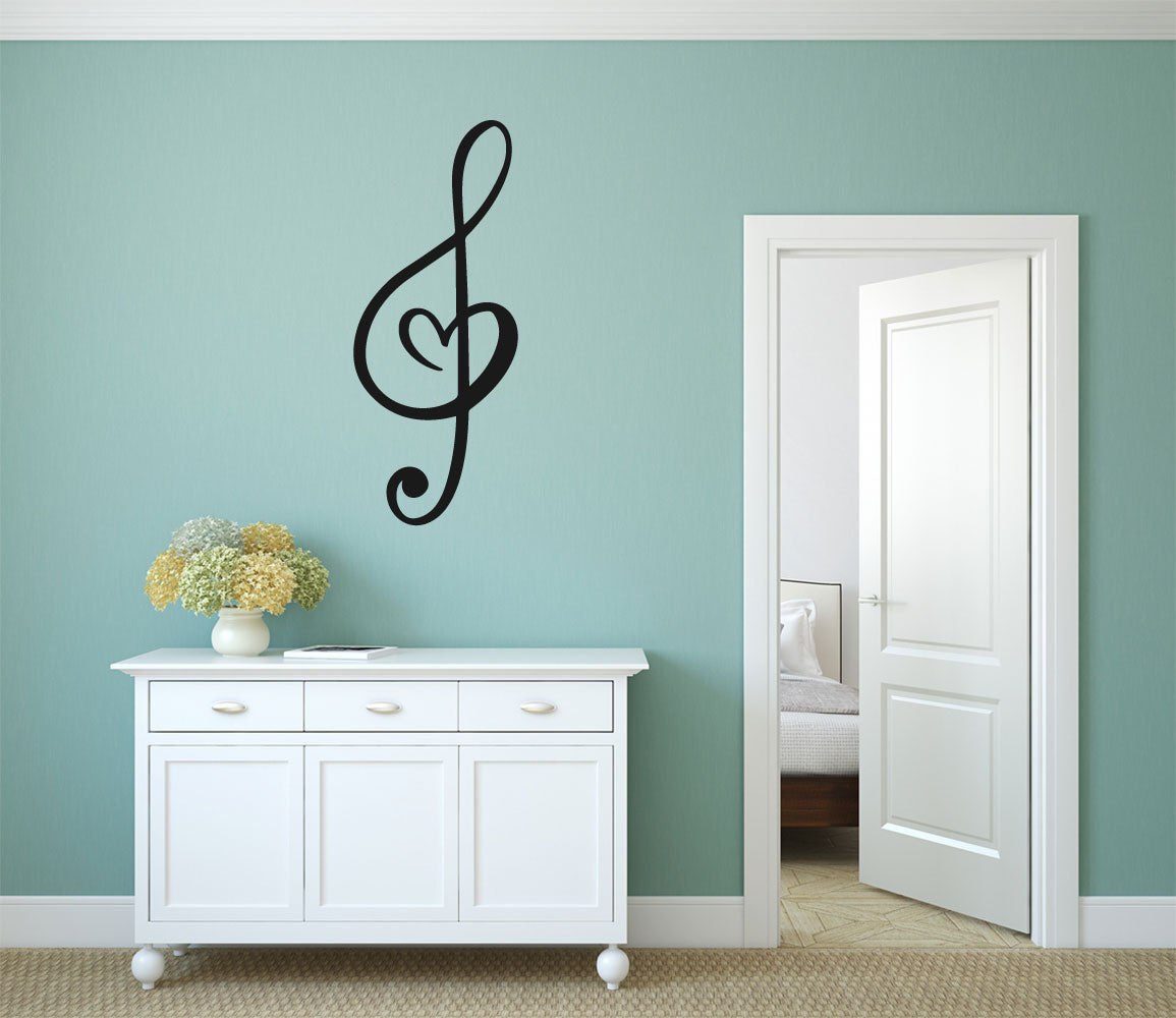 Treble Clef Heart Music Note Vinyl Wall Decal
