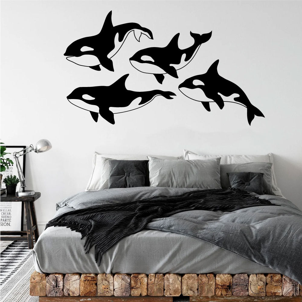 Orca Killer Whale Pod of 4 Vinyl Wall Decal