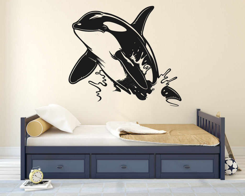 Orca Killer Whale and Wave Vinyl Wall Decal