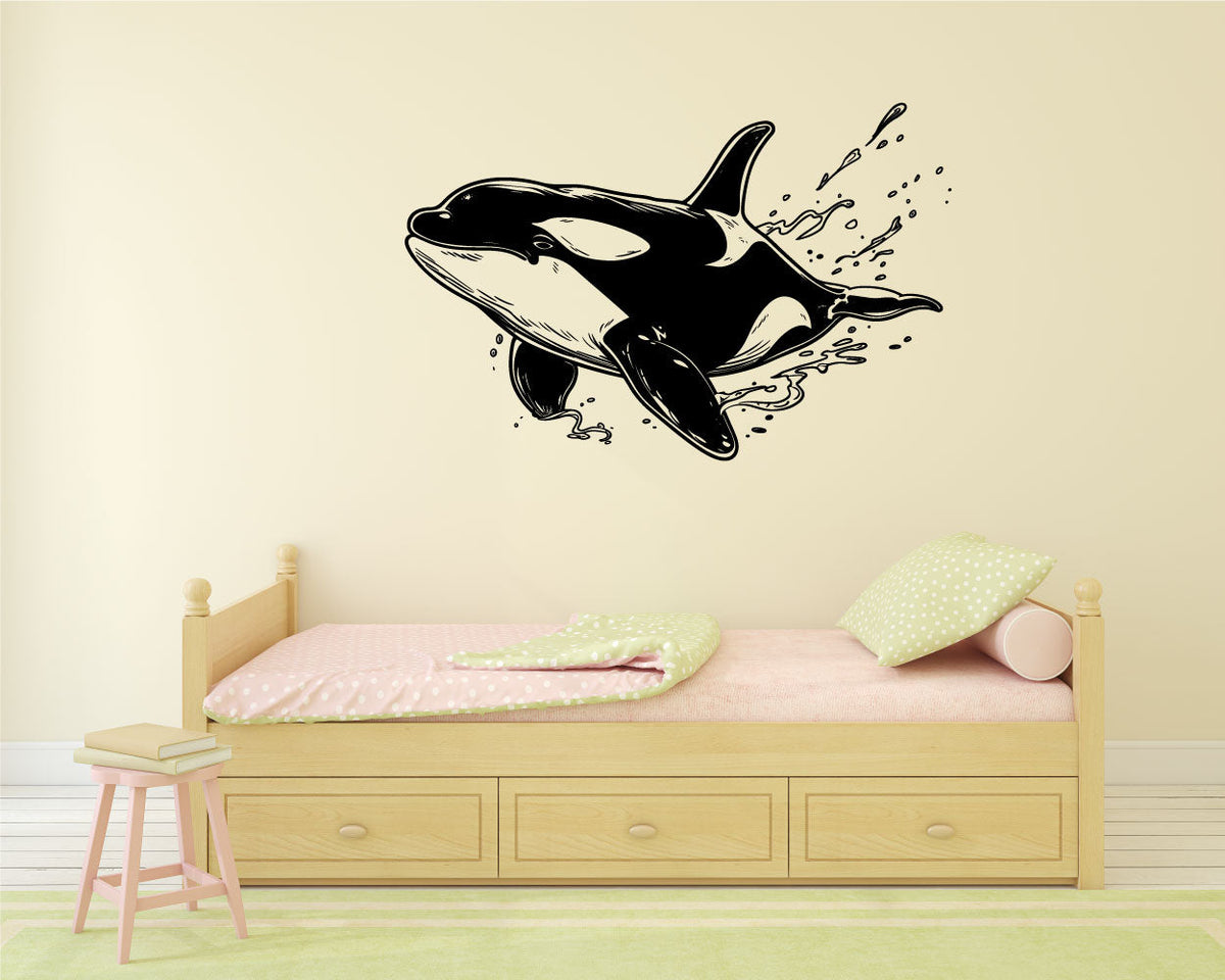 Orca Killer Whale and Wave Vinyl Wall Decal