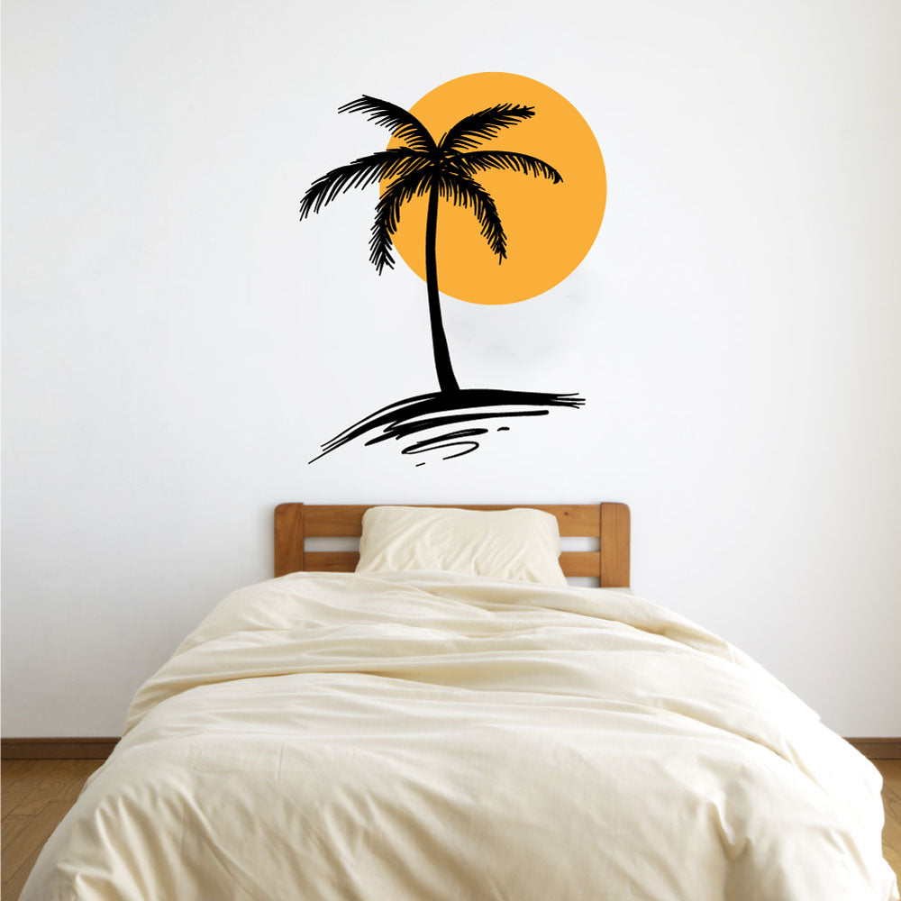 Palm Tree and Sun Vinyl Wall Decal
