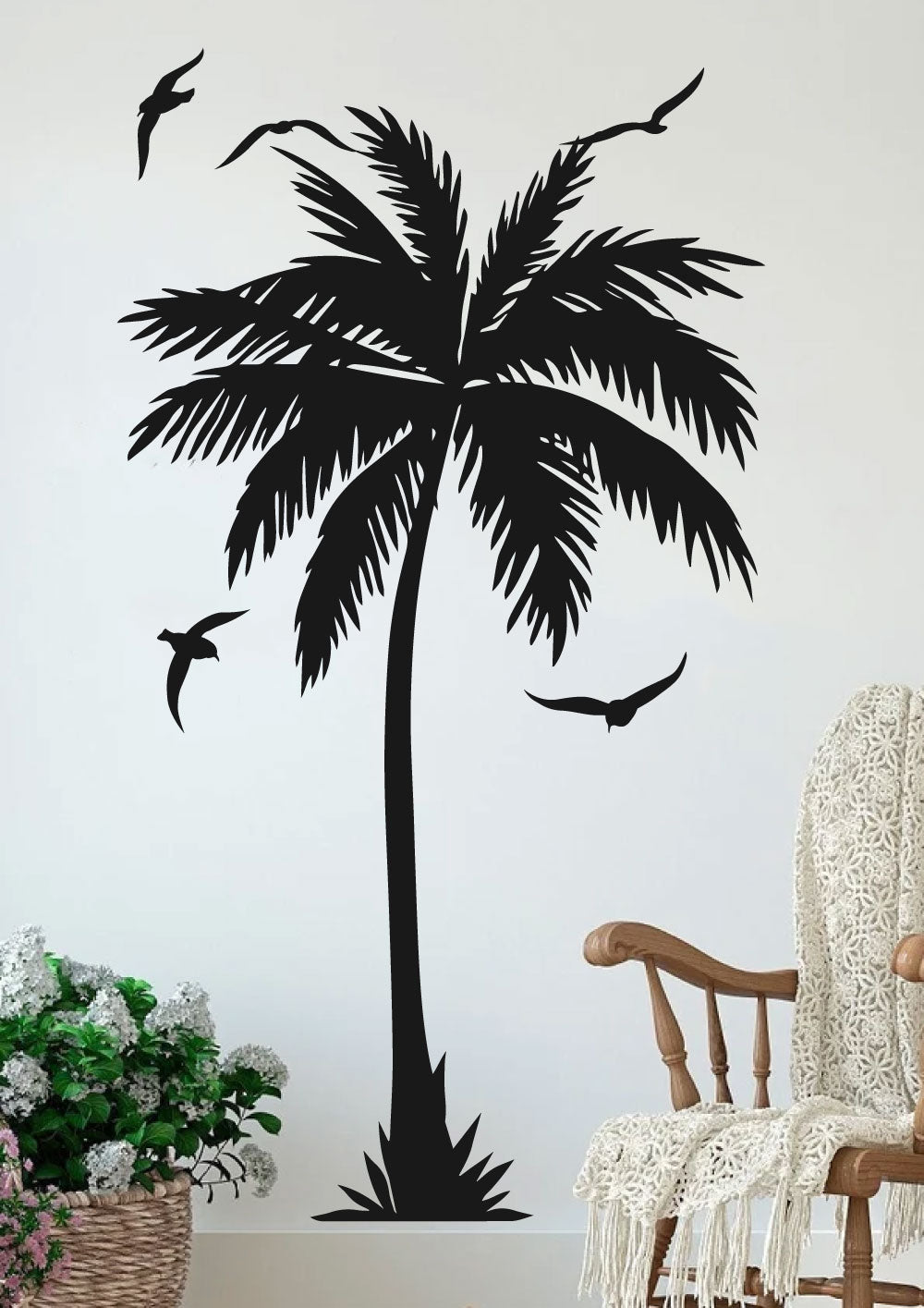 Palm Trees and Seagulls Vinyl Wall Decal