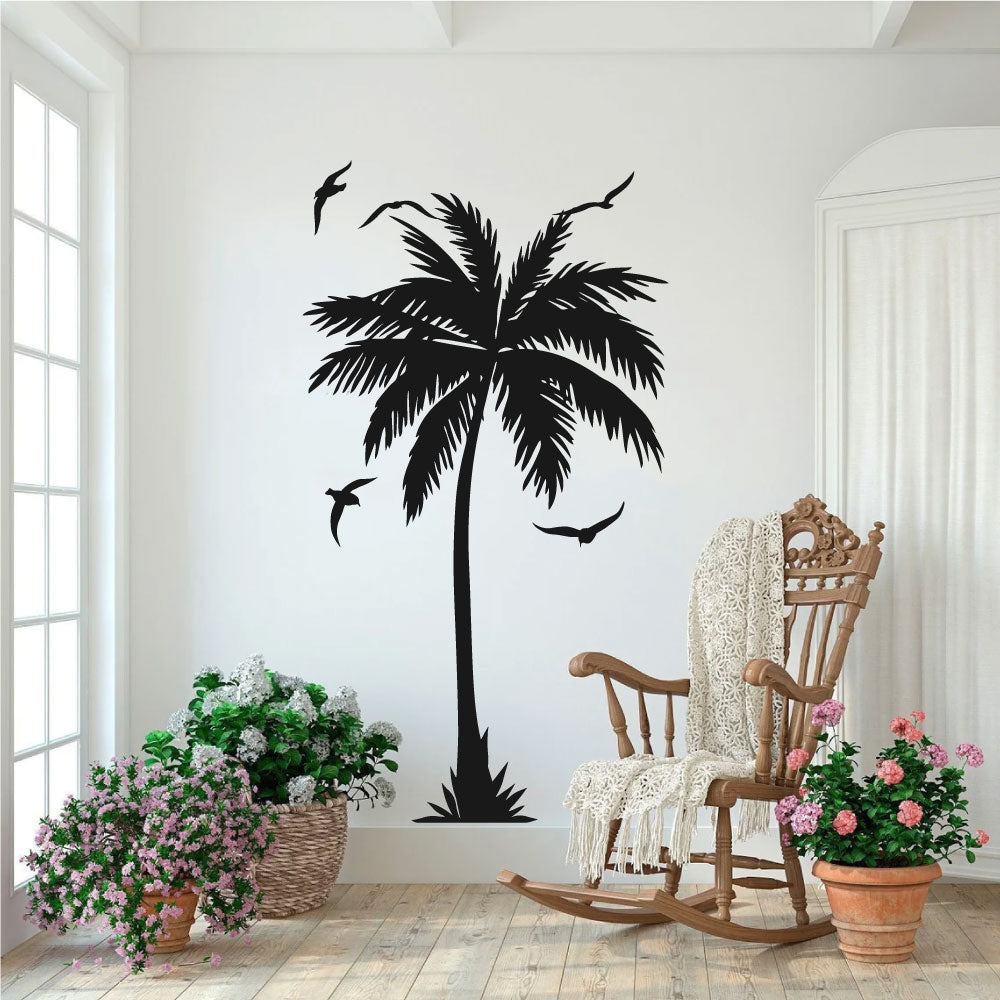 Palm Trees and Seagulls Vinyl Wall Decal