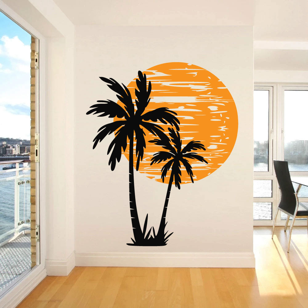 Palm Trees and Sun Vinyl Wall Decal