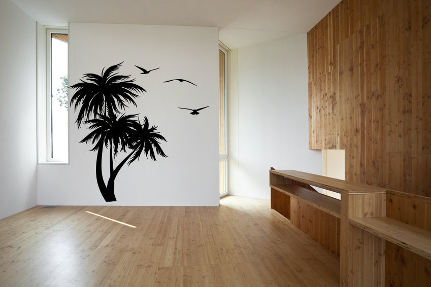Palm Trees and Seagulls Vinyl Wall Decal
