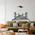 Pier with Airplane Silhouette Vinyl Wall Decal