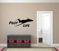 Pilot Life with Jet Airplane Silhouette Vinyl Wall Decal