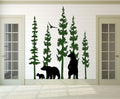 Pine Trees Forest and Bears Vinyl Wall Decal