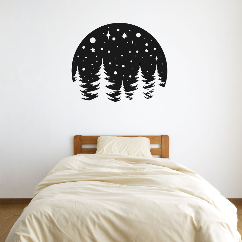 Pine Trees and Stars Vinyl Home Decor Wall Decal 