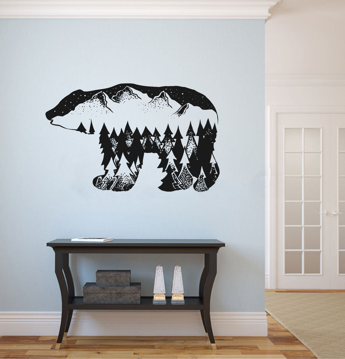 Polar Bear Pine Trees Mountain Vinyl Wall Decal