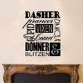Reindeer Names Christmas Vinyl Wall Decal