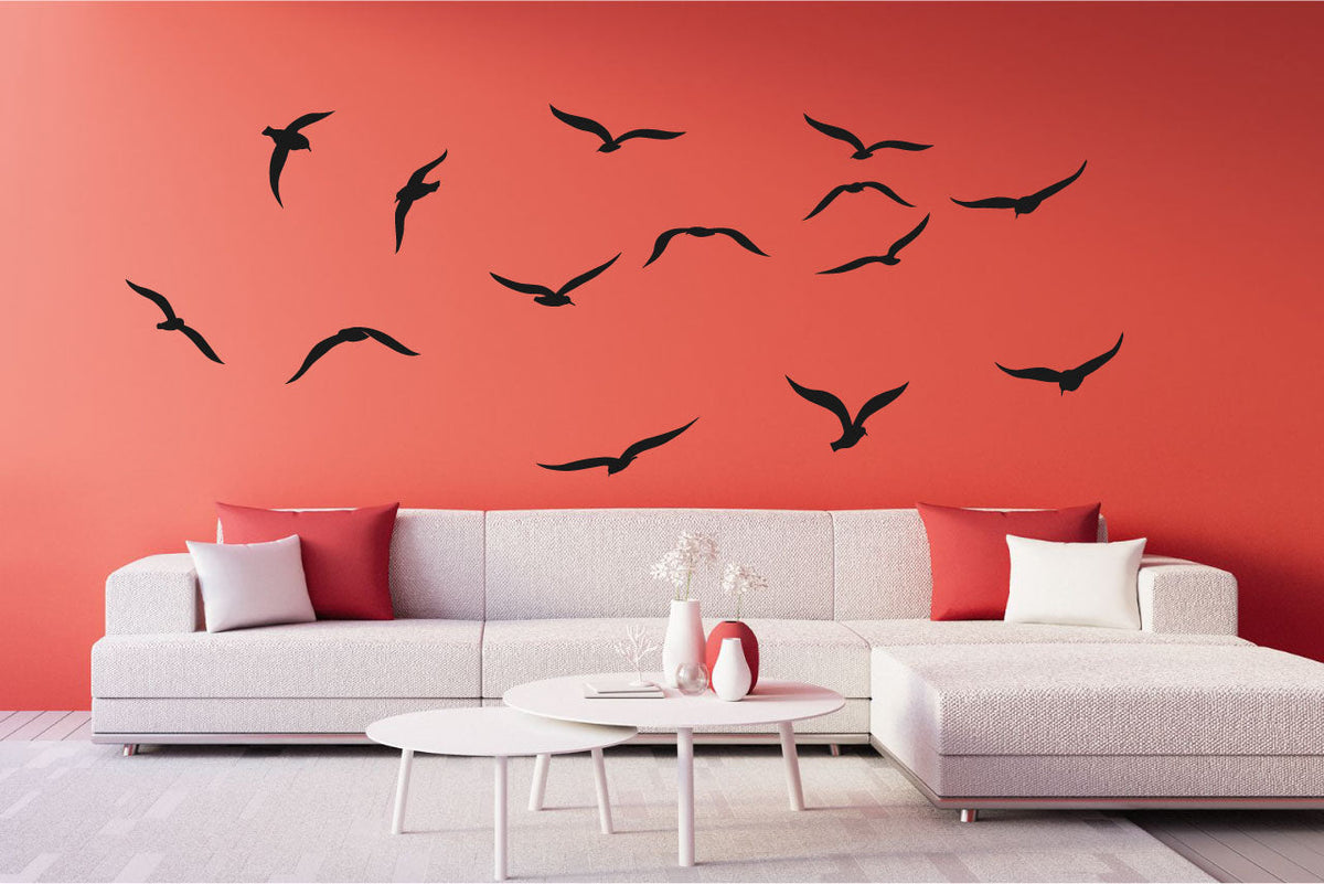 Tropical Seagull Bird Silhouettes Coastal Vinyl Wall Decal